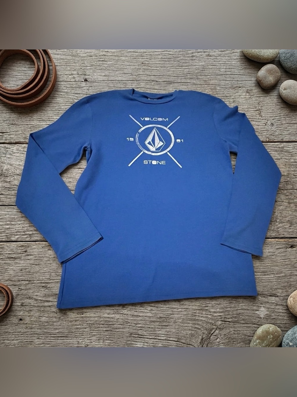 Volcom Blue Crewneck Long Sleeve with Center Stone Logo